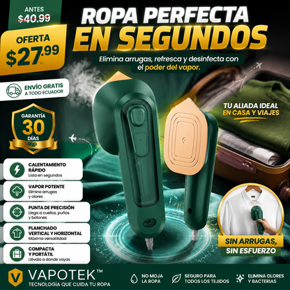 Vapotek™ Mini Plancha Vapor: porque la ropa arrugada no debería robarte la confianza.