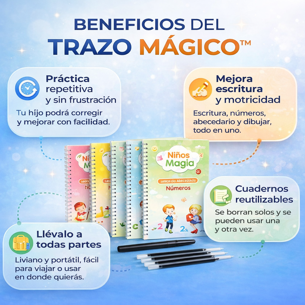 Trazo Mágico™ Cuaderno de Caligrafía Reutilizable 3D