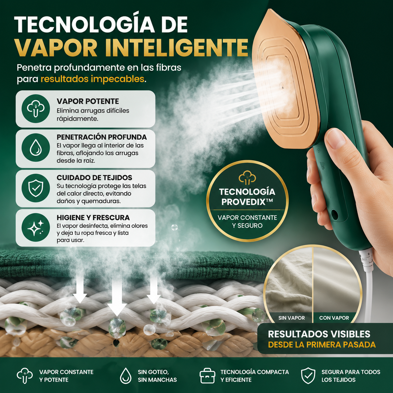 Vapotek™ Mini Plancha Vapor: porque la ropa arrugada no debería robarte la confianza.
