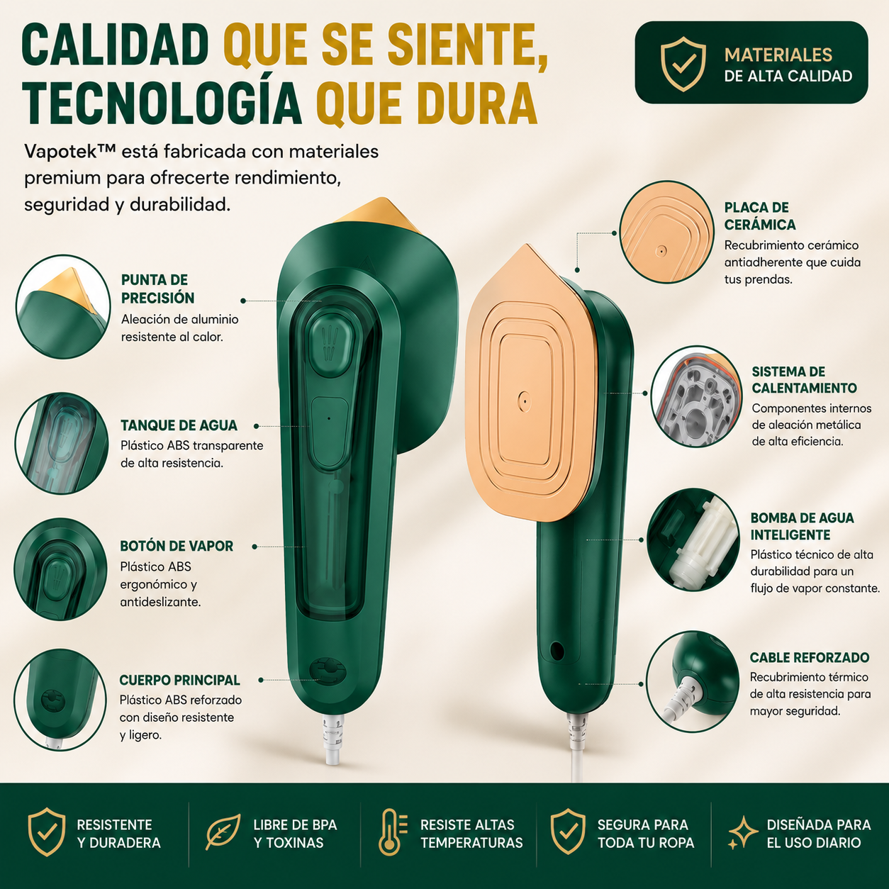 Vapotek™ Mini Plancha Vapor: porque la ropa arrugada no debería robarte la confianza.
