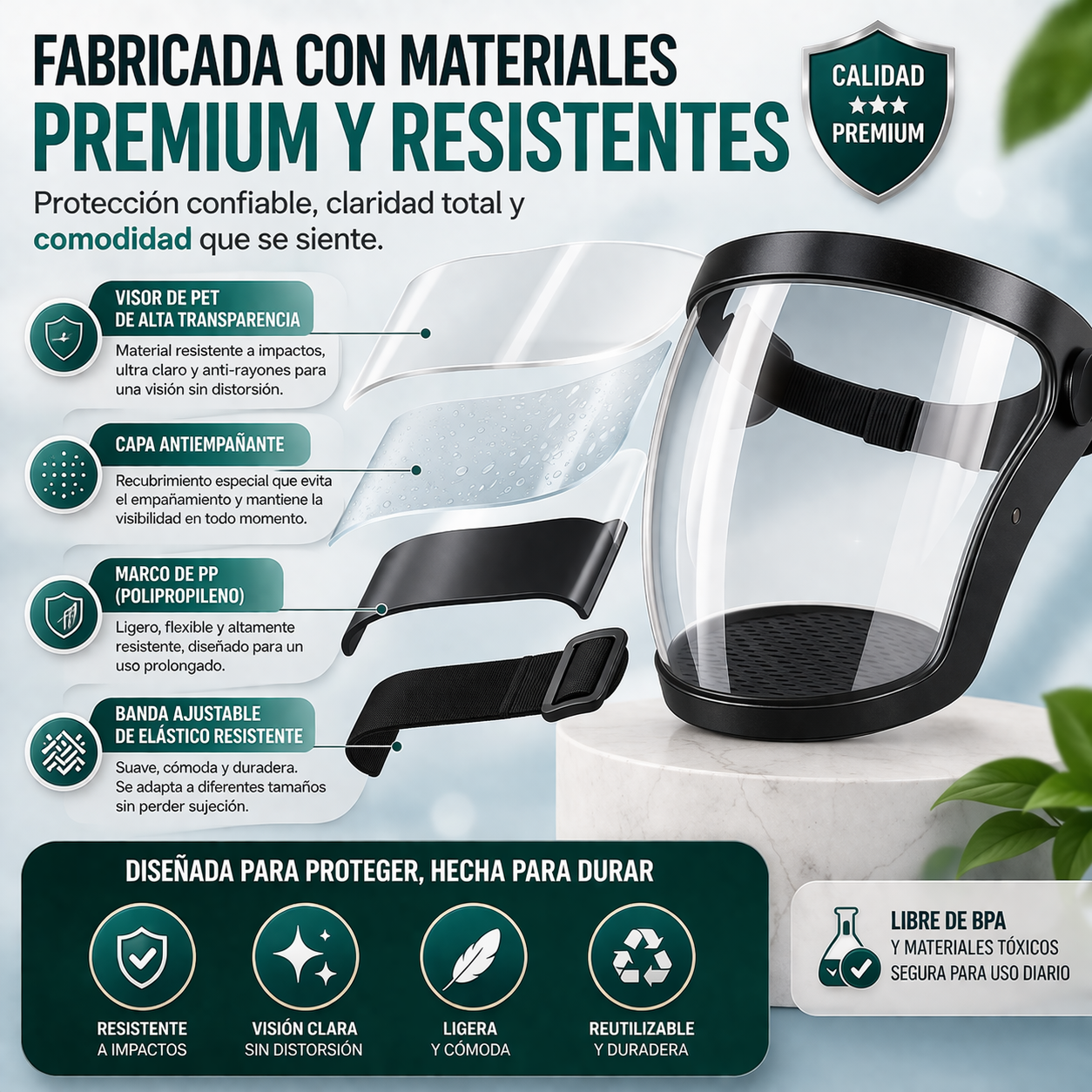 "ClearGuard™ Máscara  Protección Facial Transparente